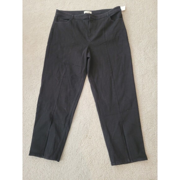 NWT Eloquii Women's Black Denim Front Split Hem Straight Leg Jeans Size 22 - Picture 1 of 11